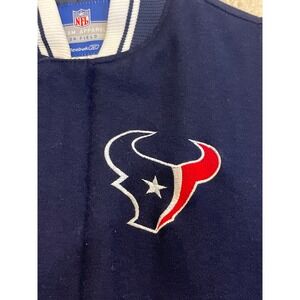 Kids Houston Texans NFL Reebok Letterman Jacket Navy White Size 8